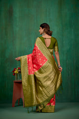 Shop Elegant Red Banarasi Art Silk Woven Ready to Wear Saree Online - Best Prices-RTW-2231