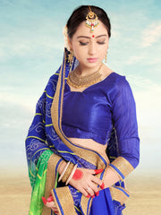 Chic Blue Faux Georgette Embroidered Saree