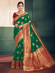 Stunning Green Banarasi Art Silk Woven Saree 