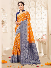 Stunning Orange Banarasi Art Silk Woven Saree 