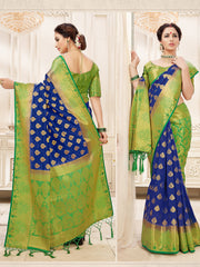 Stunning Navy Blue Banarasi Art Silk Woven Saree