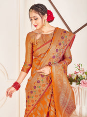 Beautiful Mustard Banarasi Art Silk Woven Saree