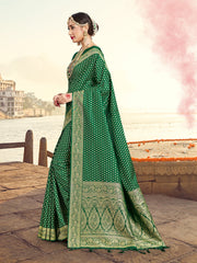 Beautiful Green Banarasi Art Silk Woven Saree