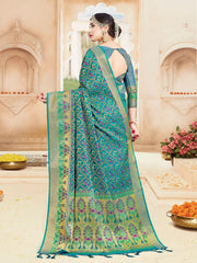 Elegant Turquoise Banarasi Art Silk Woven Saree