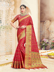 Stunning Red Banarasi Art Silk Woven Saree 