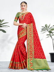 Chic Red Banarasi Art Silk Woven Saree 