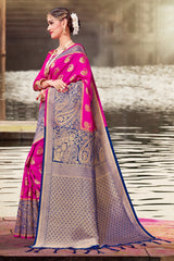 Chic Pink Banarasi Art Silk Woven Saree