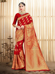 Chic Red Banarasi Art Silk Woven Saree 