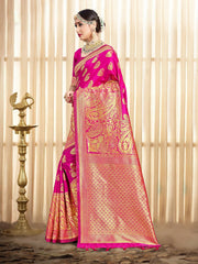 Stunning Pink Banarasi Art Silk Woven Saree