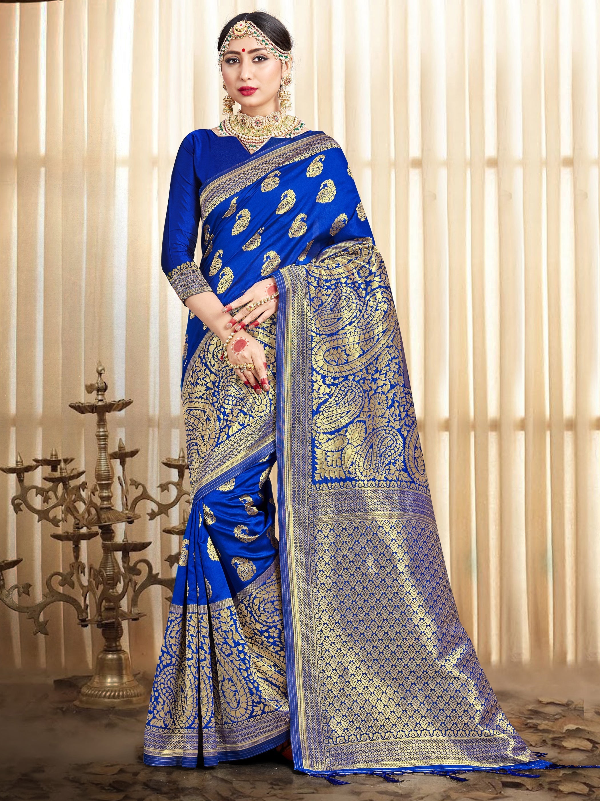 Chic Blue Banarasi Art Silk Woven Saree 