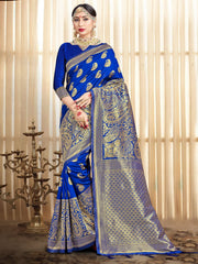 Chic Blue Banarasi Art Silk Woven Saree 