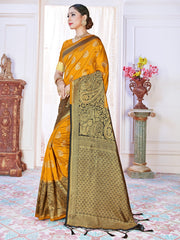 Elegant Mustard Banarasi Art Silk Woven Saree