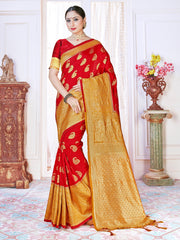 Elegant Red Banarasi Art Silk Woven Saree 