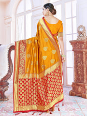 Elegant Mustard Banarasi Art Silk Woven Saree