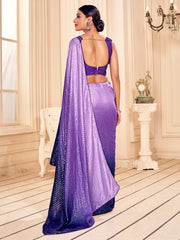 Elegant Purple Art Silk Saree with Intricate Embroidery