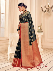 Elegant Black Banarasi Art Silk Saree