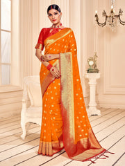 Orange Banarasi Art Silk Saree