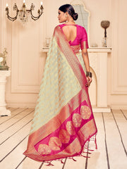Elegant Cream Banarasi Art Silk Saree