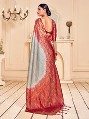 Elegant Grey Banarasi Art Silk Saree