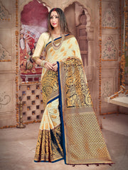 Stunning Off White Banarasi Art Silk Woven Saree 
