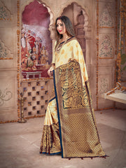 Stunning Off White Banarasi Art Silk Woven Saree