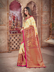 Elegant Off White Banarasi Art Silk Saree