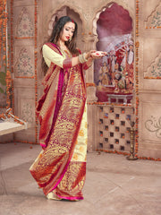 Elegant Off White Banarasi Art Silk Saree