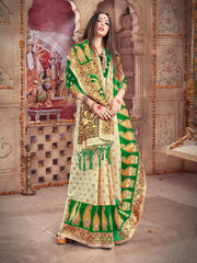 Elegant Off White Banarasi Art Silk Saree