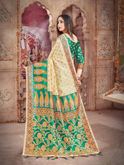 Elegant Off White Banarasi Art Silk Saree