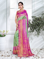 Beautiful Green Banarasi Art Silk Woven Saree