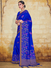 Elegant Blue Banarasi Art Silk Saree