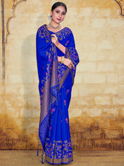 Elegant Blue Banarasi Art Silk Saree