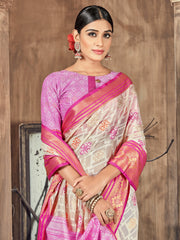 Elegant Beige Cotton-Silk Saree