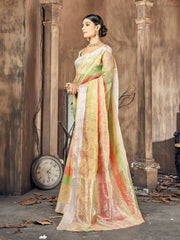 Chic Multi Cotton Silk Woven Saree with Woven Design