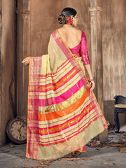 Elegant Beige Cotton-Silk Saree