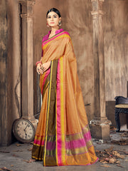 Elegant Beige Cotton-Silk Saree