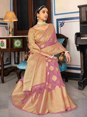 Elegant Purple Organza Silk Saree