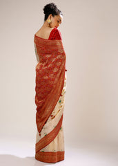 Elegant White Art Silk Banarasi Saree