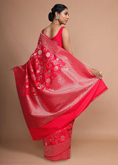 Elegant Red Art Silk Banarasi Saree