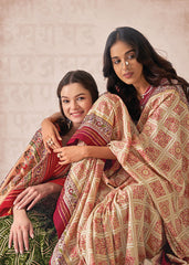 Elegant Cream Cotton-Silk Saree with Foil Print