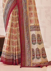 Elegant Cream Cotton-Silk Saree with Foil Print