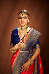 Elegant Red Art Silk Banarasi Saree