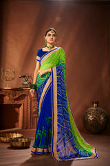 Navy Blue Georgette Saree with Intricate Embroidery 