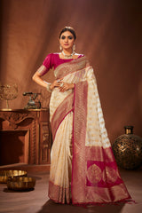 Elegant Cream Organza Saree
