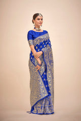 Elegant Blue Art Silk Banarasi Saree