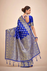 Elegant Blue Art Silk Banarasi Saree