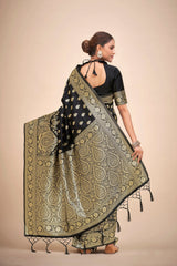 Elegant Black Art Silk Banarasi Saree