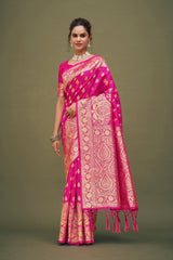 Elegant Pink Art Silk Banarasi Saree