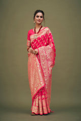 Elegant Pink Art Silk Banarasi Saree