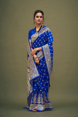 Elegant Blue Art Silk Banarasi Saree